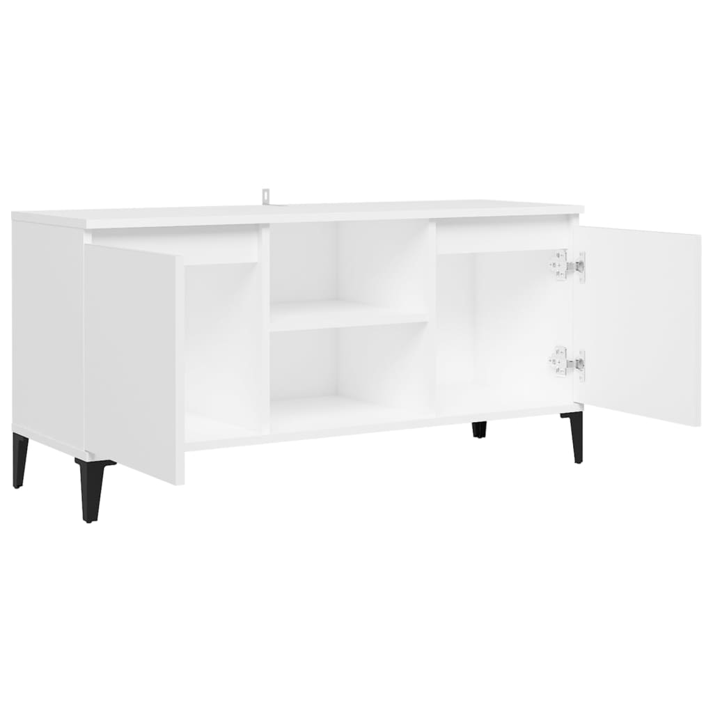 TV-Møbel Hvit TV-benk med metallben 103,5x35x50 cm