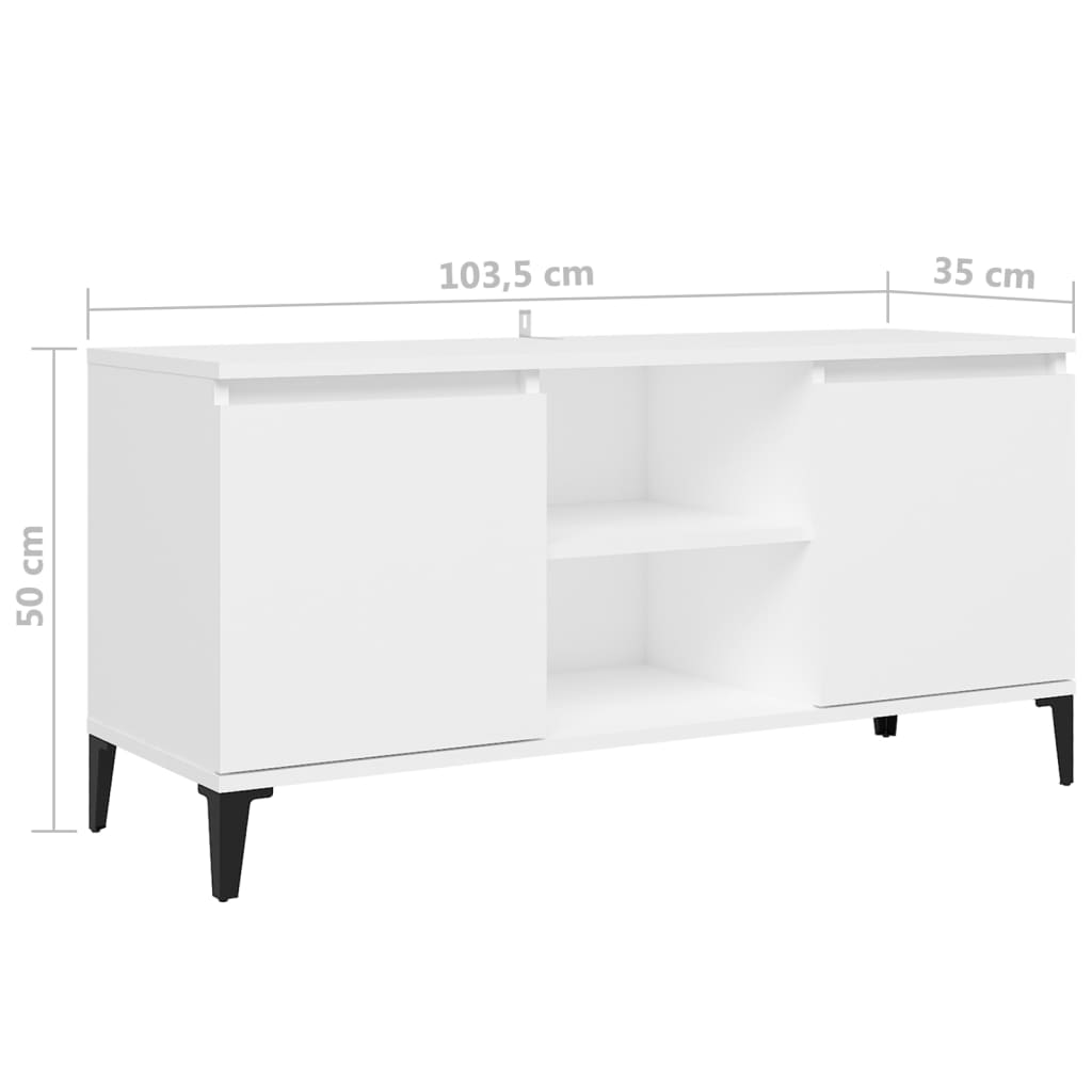 TV-Møbel Hvit TV-benk med metallben 103,5x35x50 cm