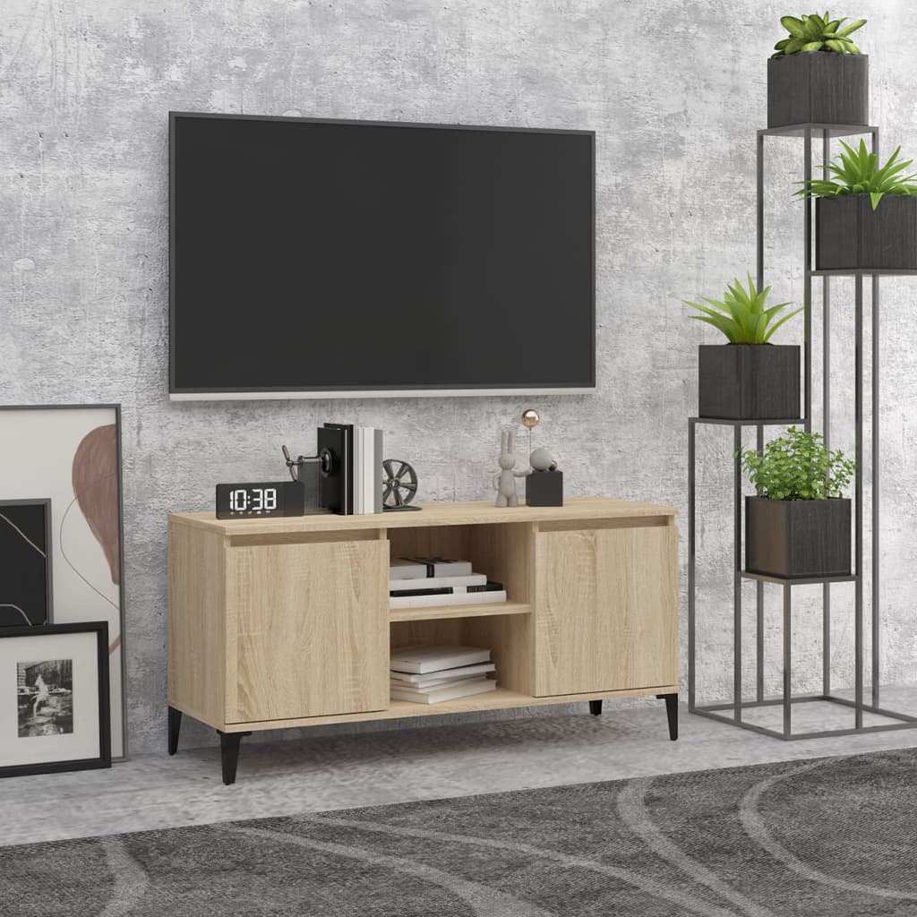 TV-Møbel Sonoma Eik TV-benk med metallben 103,5x35x50 cm