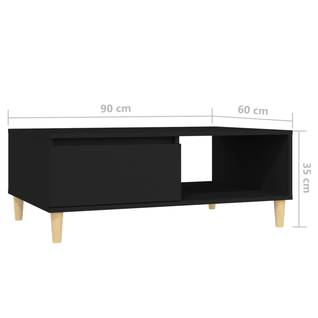 Salongbord Sofabord Svart 90x60x35 cm