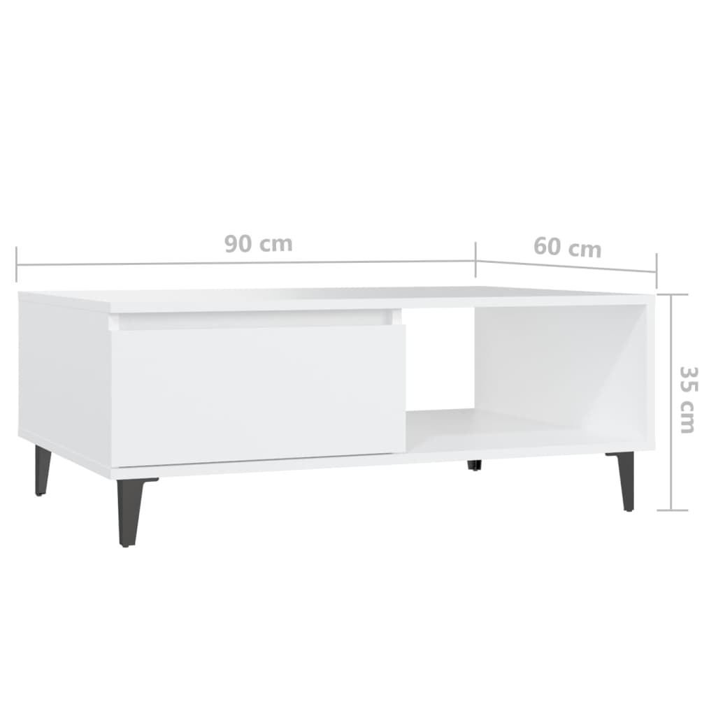 Salongbord Sofabord Hvit 90x60x35 cm