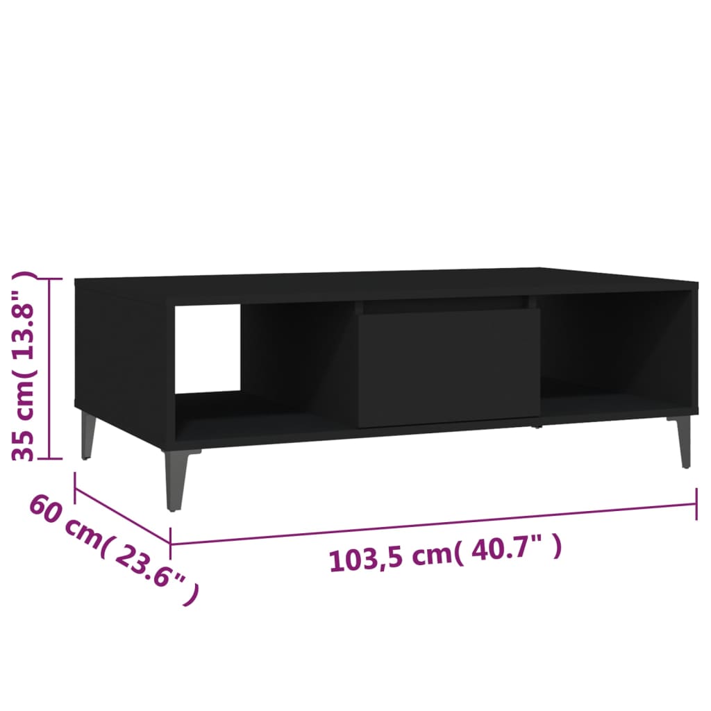 Salongbord Sofabord Svart 103,5x60x35 cm