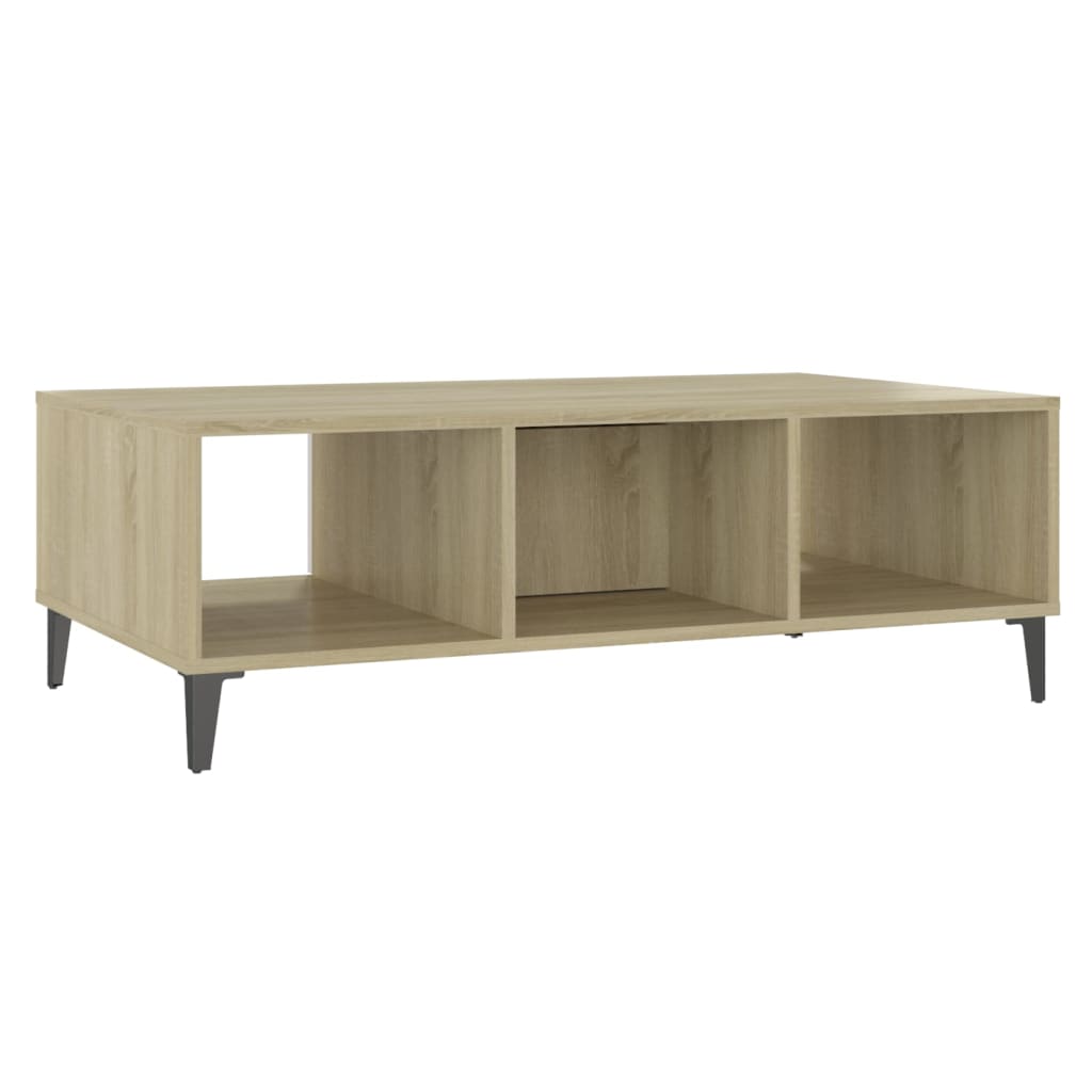 Salongbord Sofabord Hvit og Sonoma Eik 103,5x60x35 cm