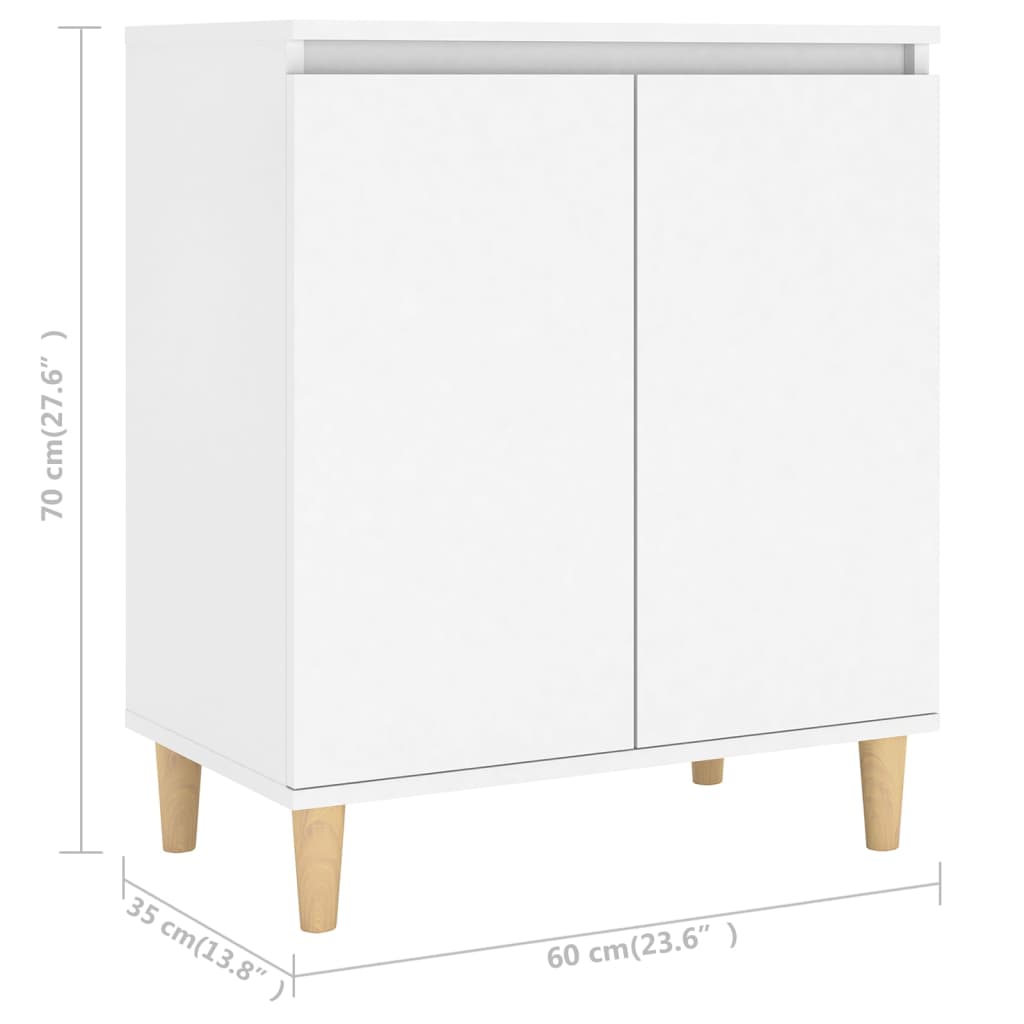 Skjenk Hvit med ben i heltre 60x35x70 cm