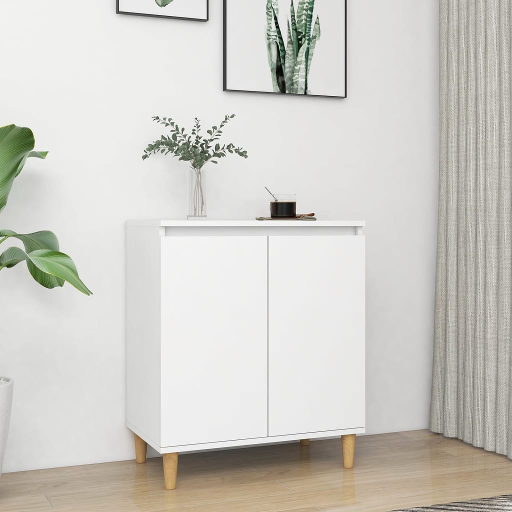 Skjenk Hvit med ben i heltre 60x35x70 cm