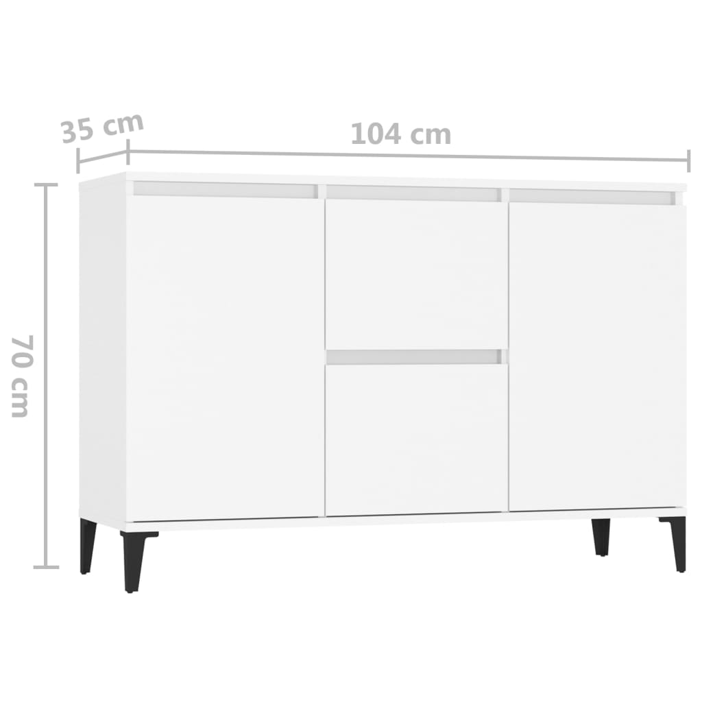 Skjenk Hvit 104x35x70 cm