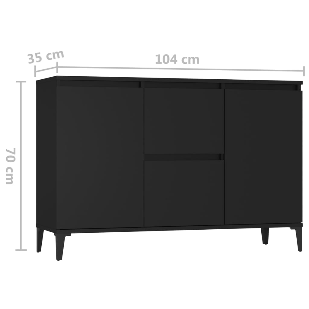 Skjenk Svart Eik 104x35x70 cm