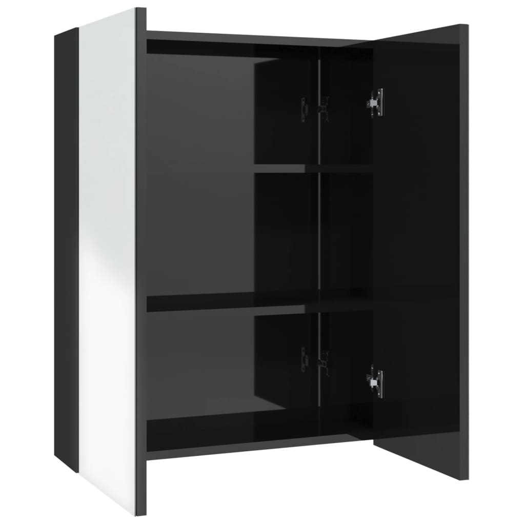 Baderomsspeil Speilskap til bad 60x15x75 cm skinnende Svart