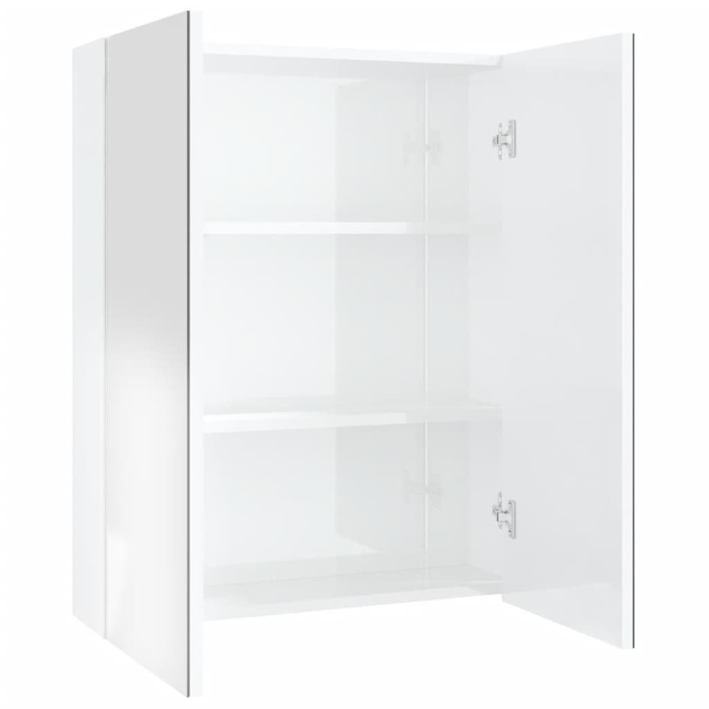 Baderomsspeil Speilskap til bad 60x15x75 cm skinnende Hvit