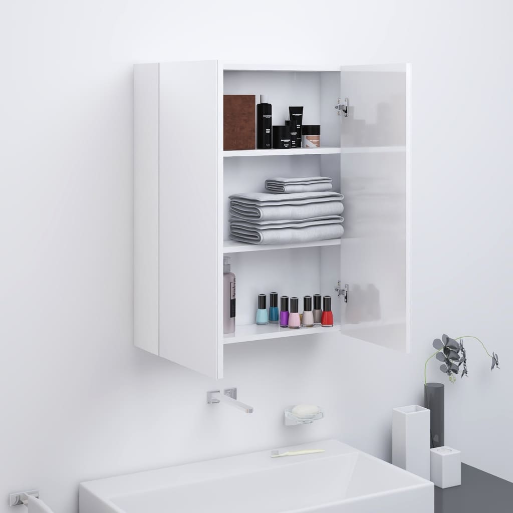 Baderomsspeil Speilskap til bad 60x15x75 cm skinnende Hvit