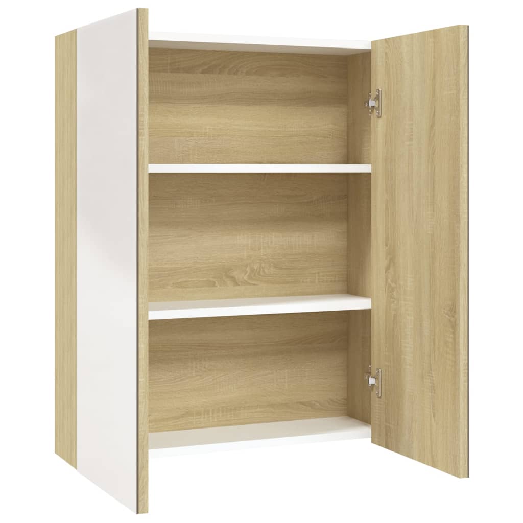Baderomsspeil Speilskap til bad 60x15x75 cm Hvit og Eik