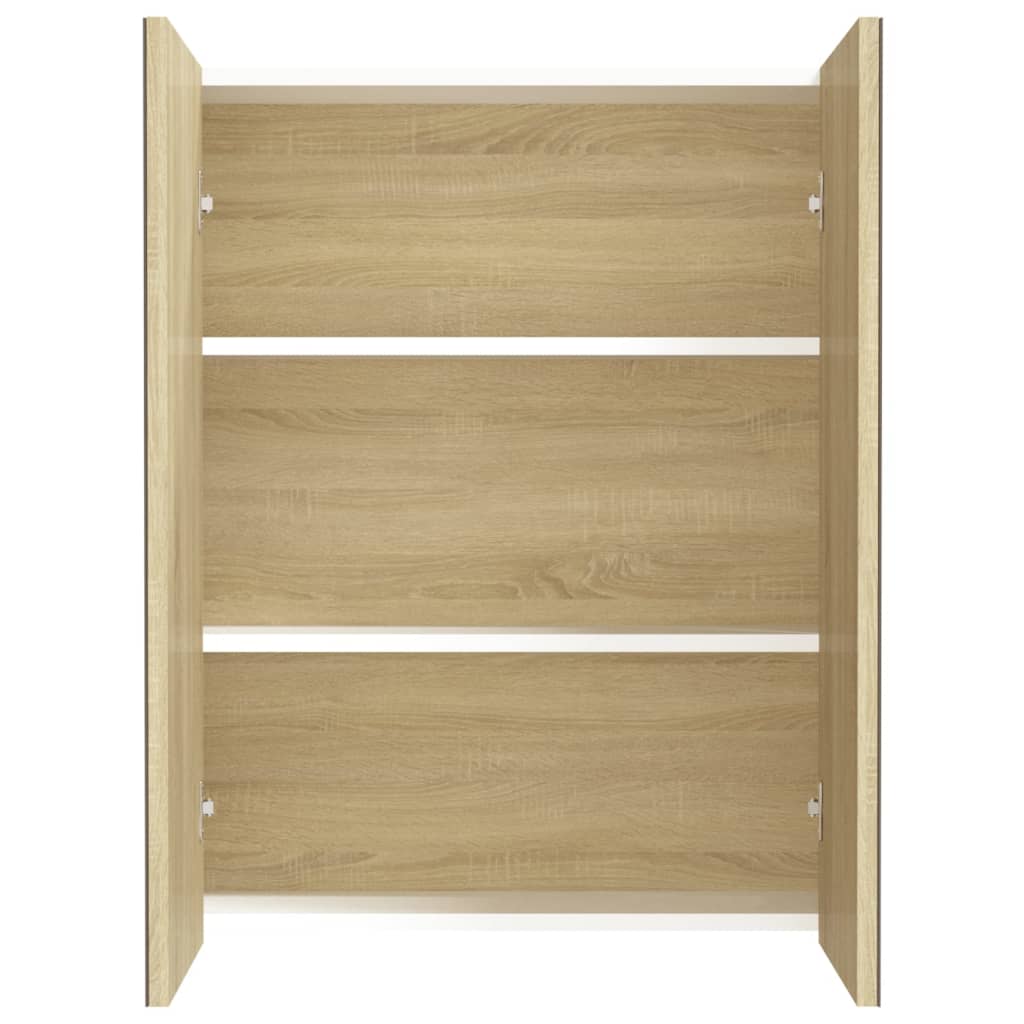 Baderomsspeil Speilskap til bad 60x15x75 cm Hvit og Eik