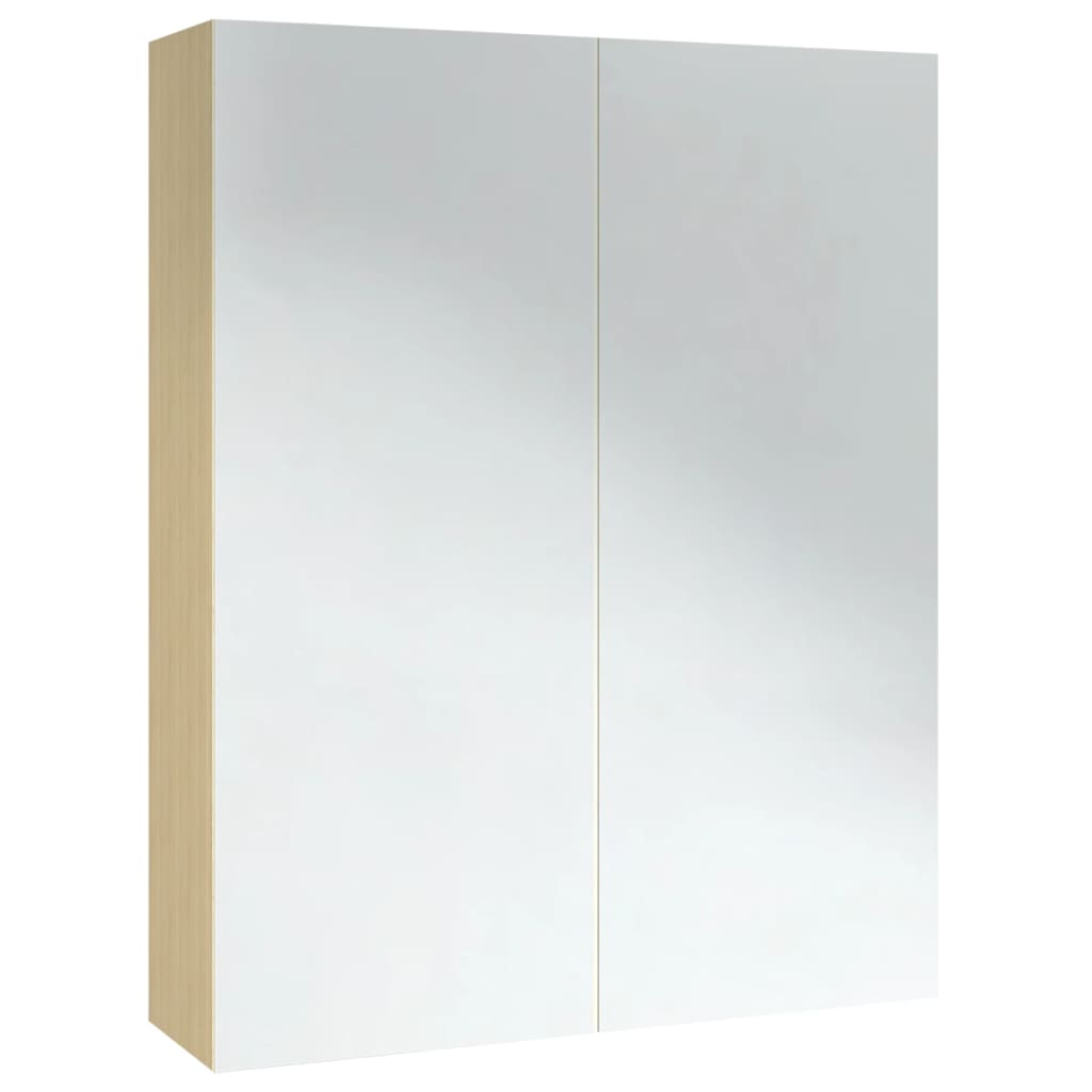 Baderomsspeil Speilskap til bad 60x15x75 cm Hvit og Eik