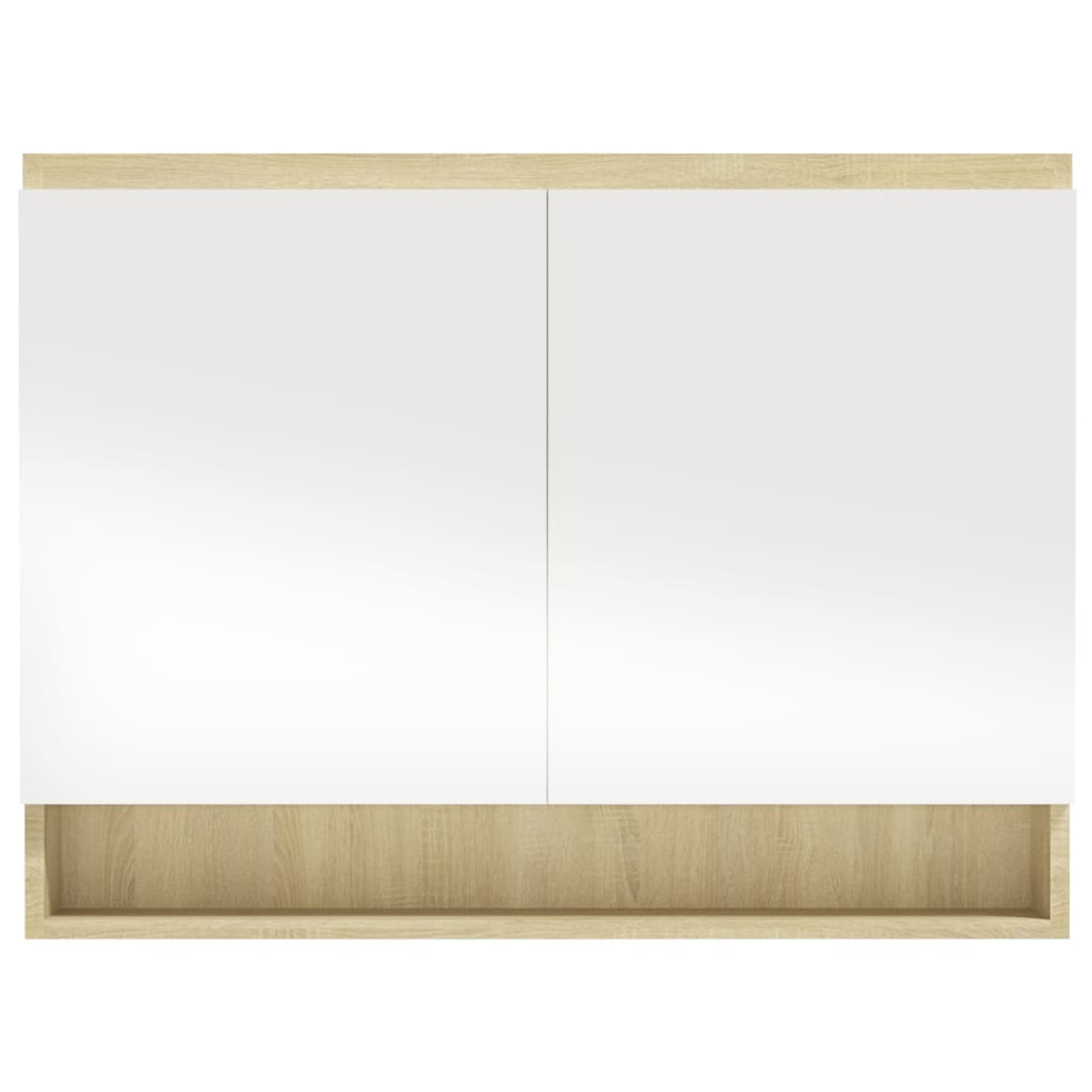 Baderomsspeil Speilskap til bad 80x15x60 cm Hvit og Eik