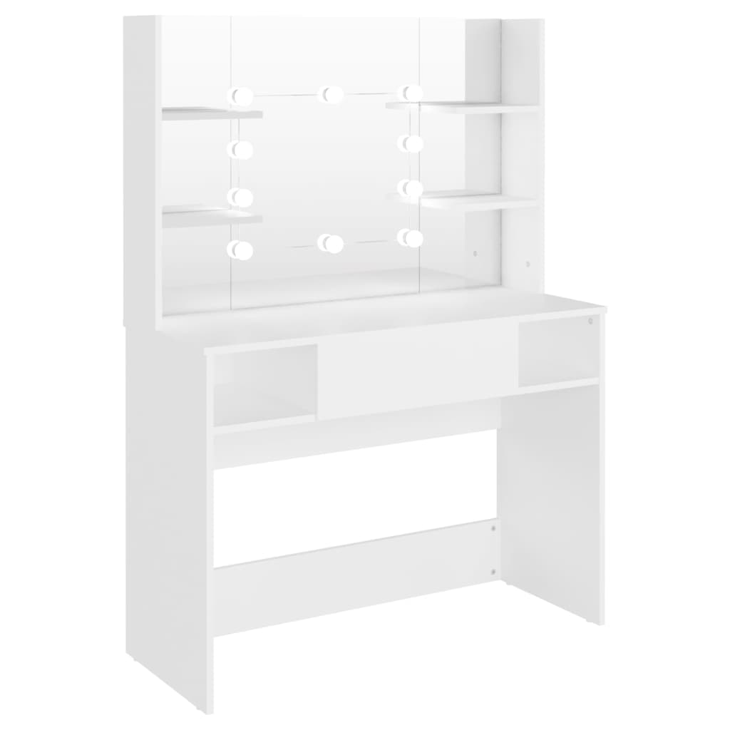 Sminkebord Hvit LED 100x40x135 cm