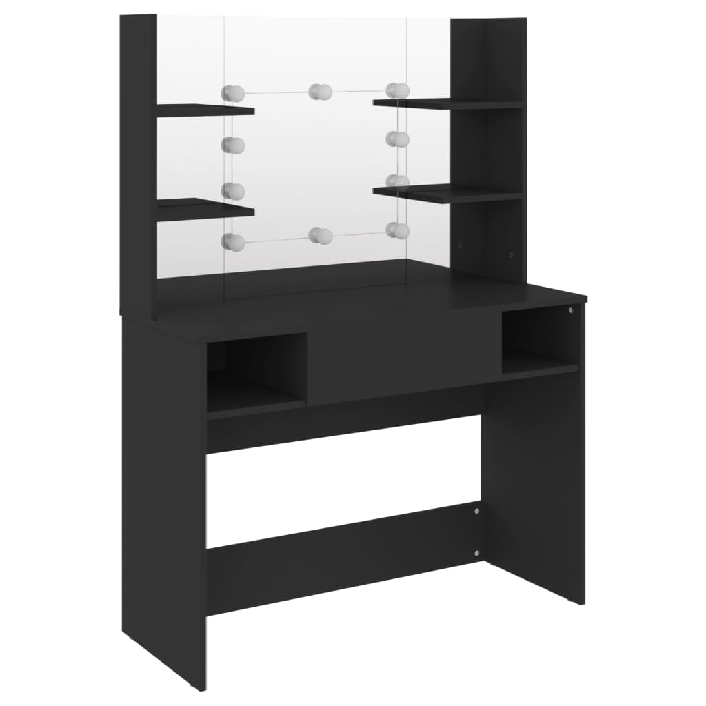 Sminkebord Svart LED 100x40x135 cm