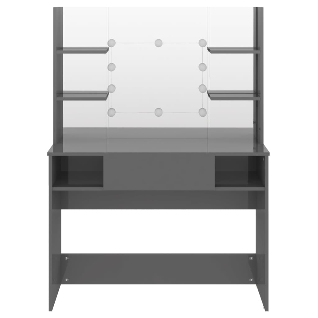 Sminkebord Grå LED 100x40x135 cm