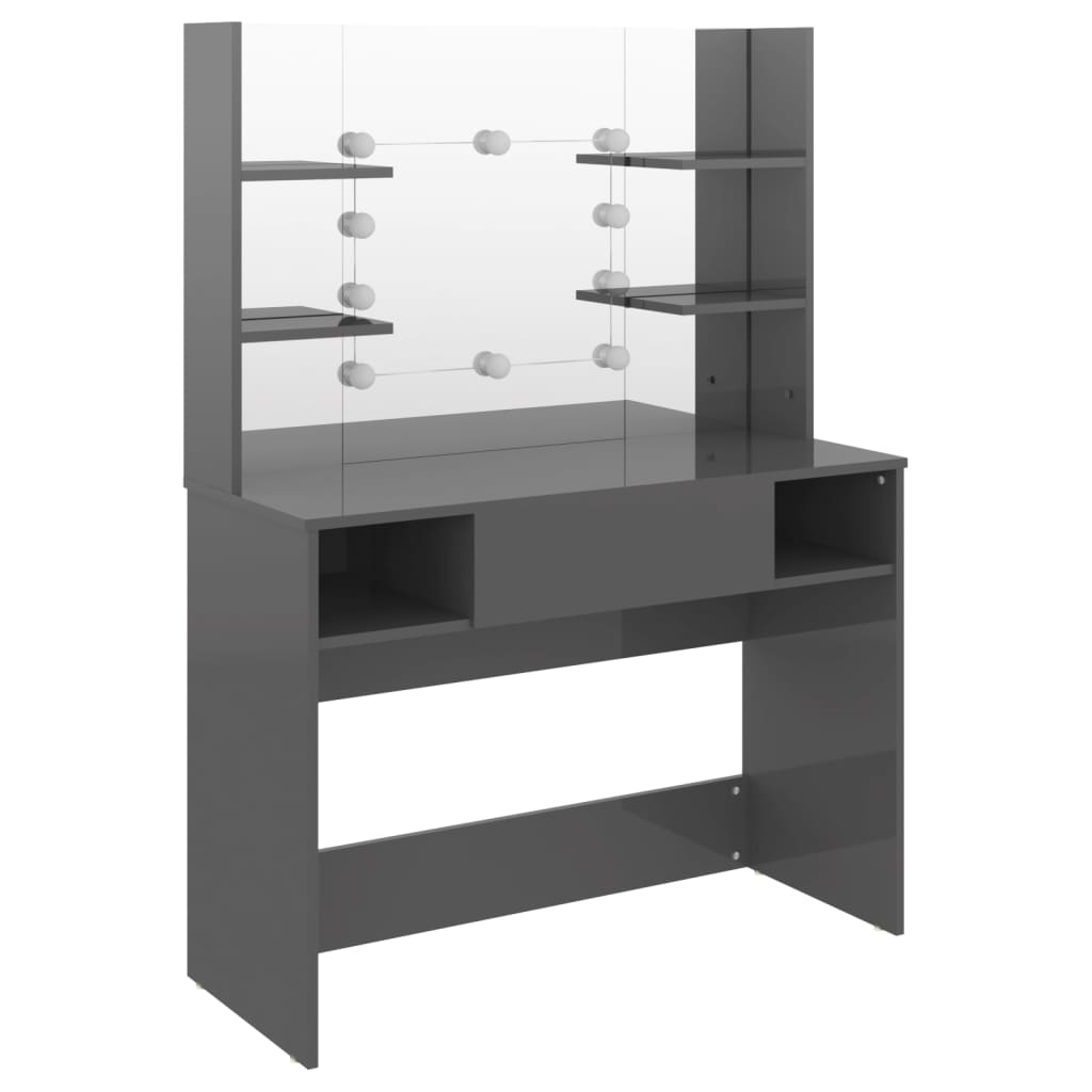 Sminkebord Grå LED 100x40x135 cm