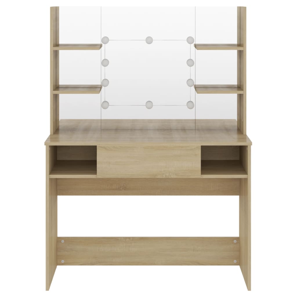 Sminkebord Brun Eik LED 100x40x135 cm