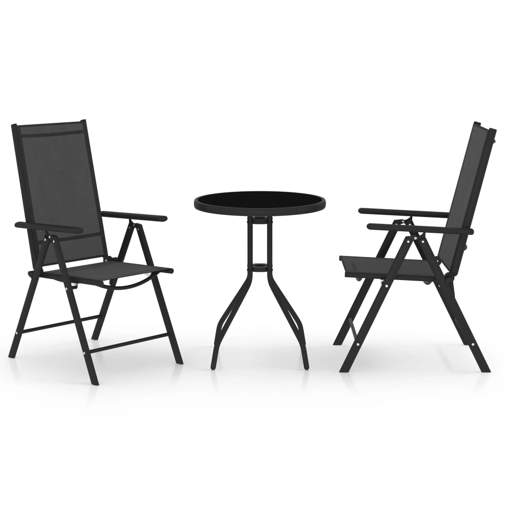 Cafésett Bistrogruppe Metall 03 deler aluminium og textilene svart