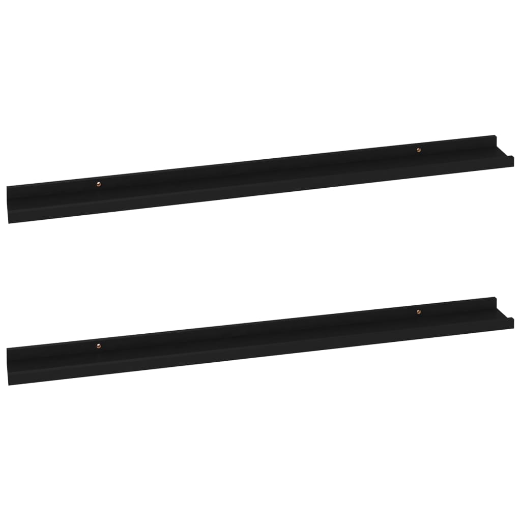 Vegghylle Svart 2 stk 100x9x3 cm