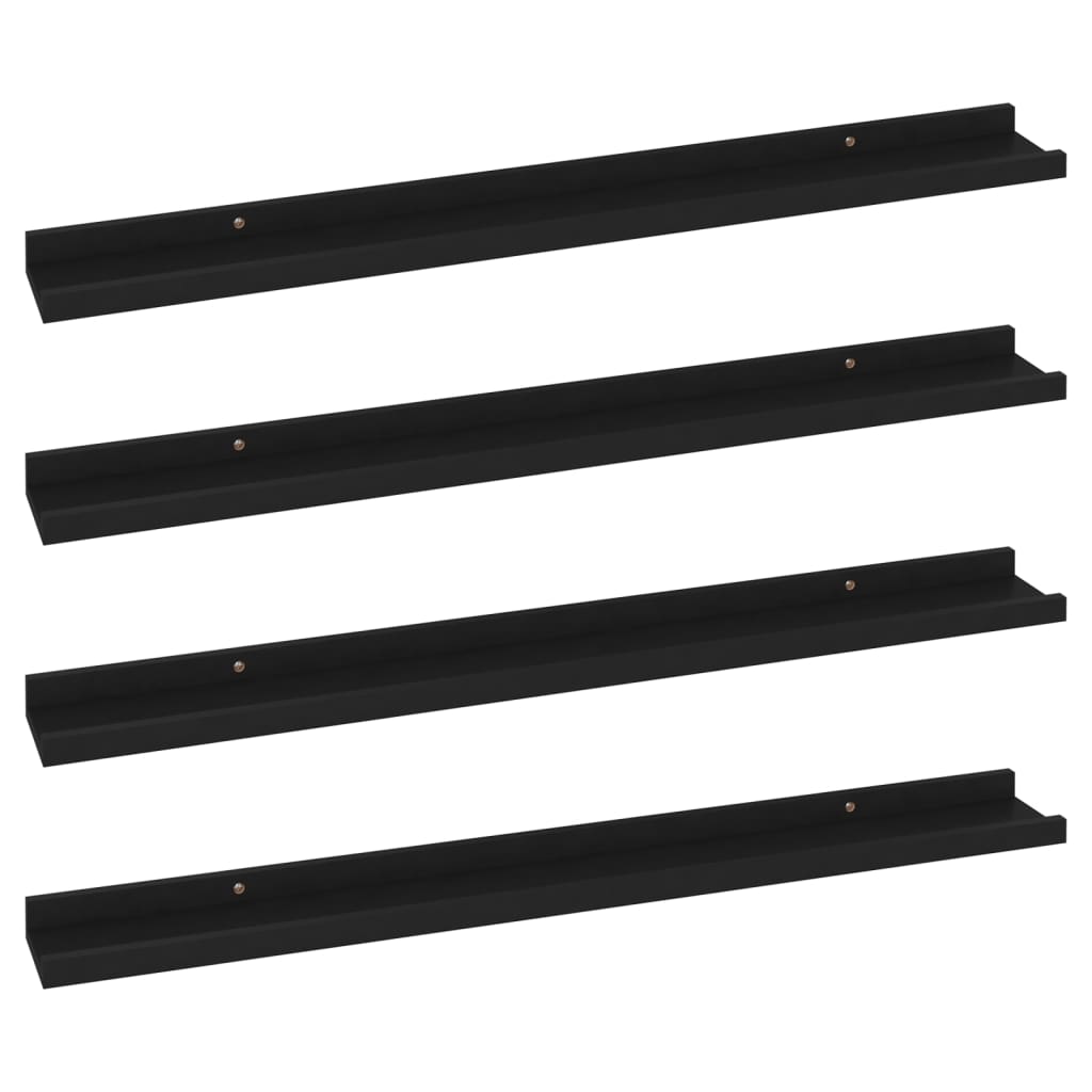 Vegghylle Svart 4 stk 80x9x3 cm