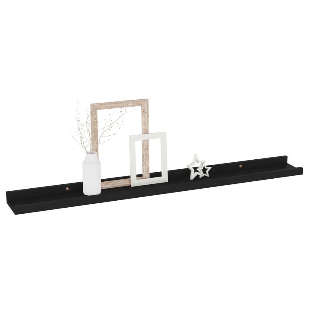 Vegghylle Svart 4 stk 80x9x3 cm