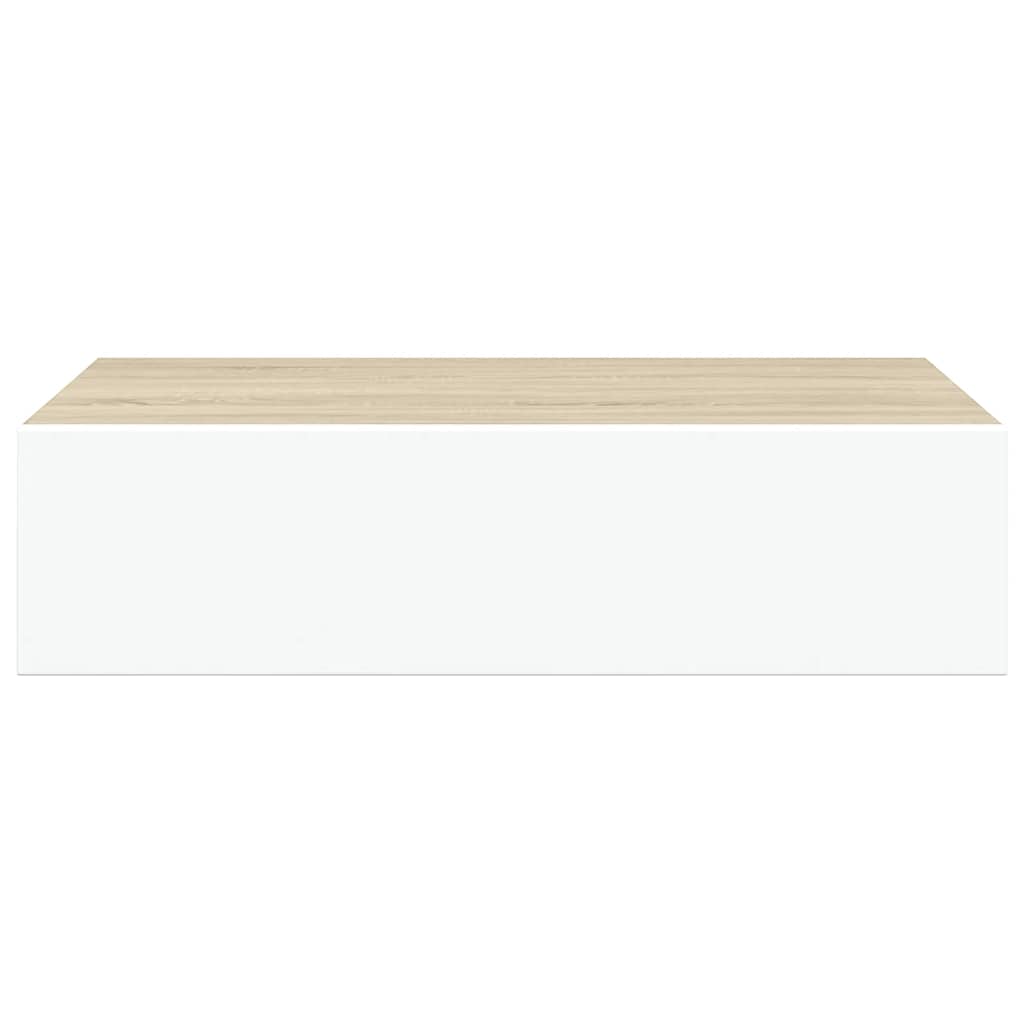 Vegghylle Hvit Eik skuffehyller 2 stk 40x23,5x10 cm