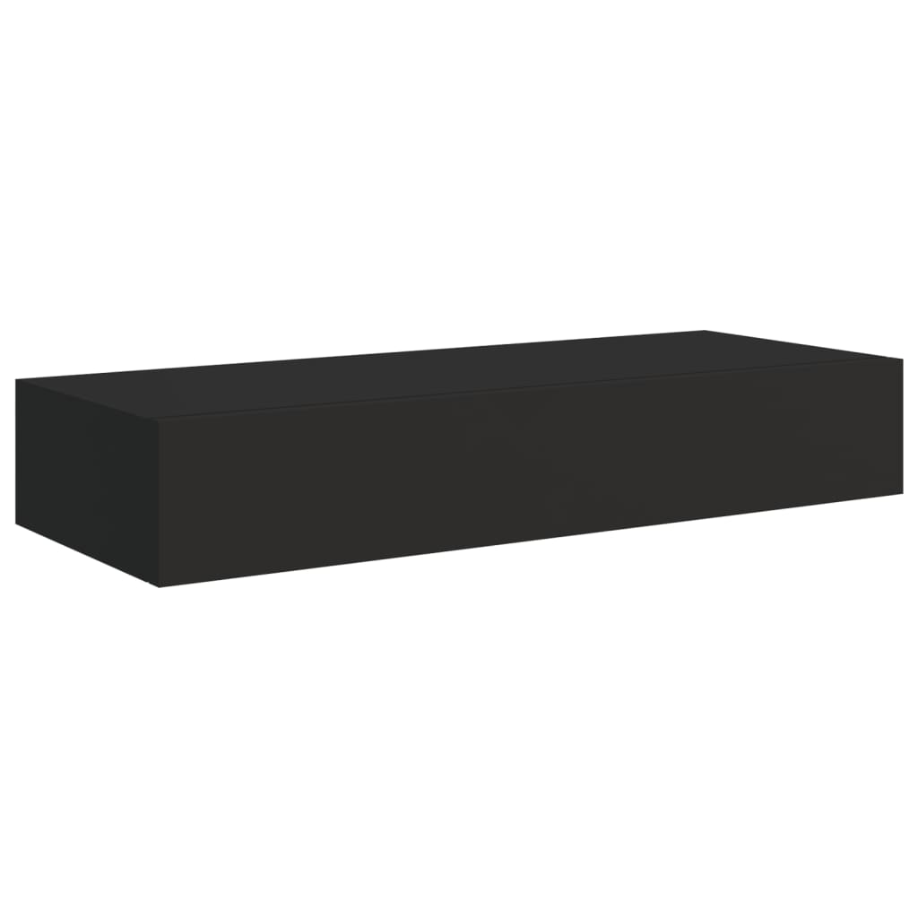 Vegghylle Svart skuffehylle 60x23,5x10 cm MDF