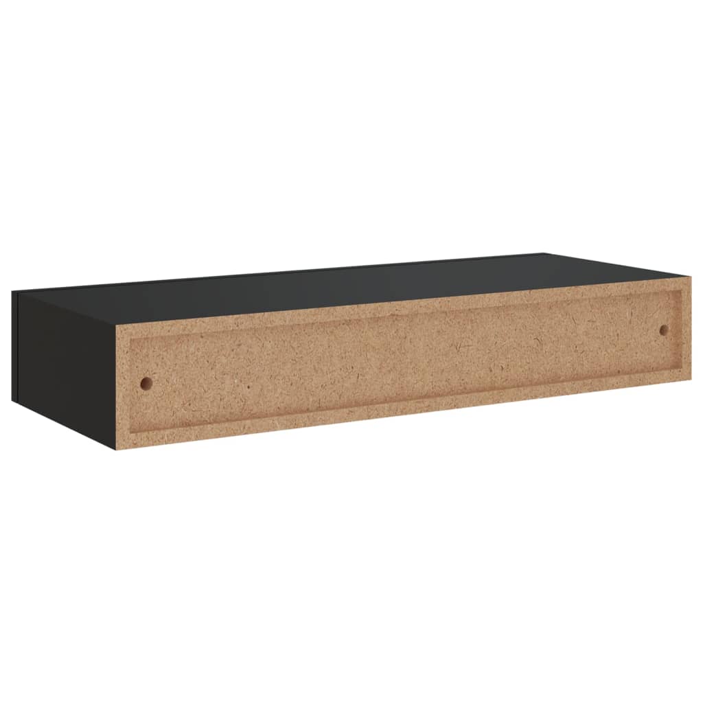 Vegghylle Svart skuffehylle 60x23,5x10 cm MDF