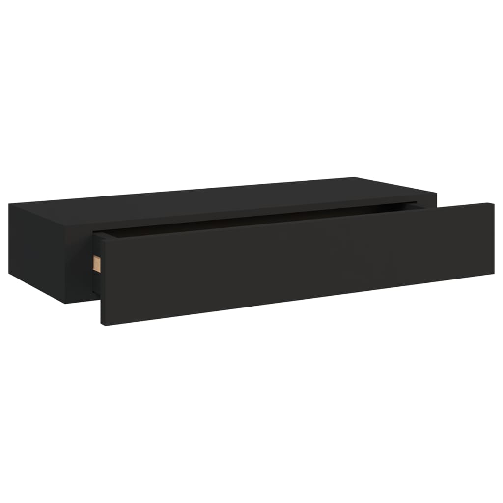 Vegghylle Svart skuffehylle 60x23,5x10 cm MDF