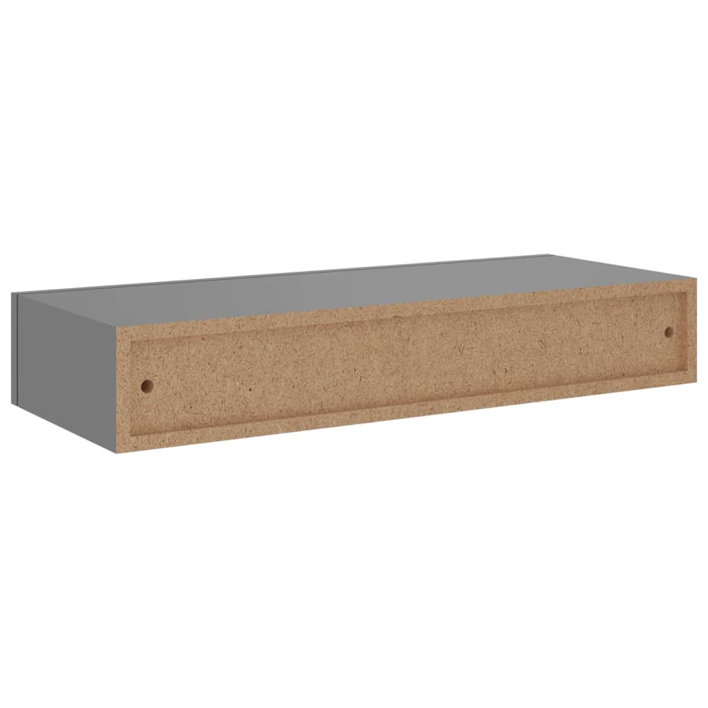 Vegghylle Grå skuffehylle 60x23,5x10 cm MDF