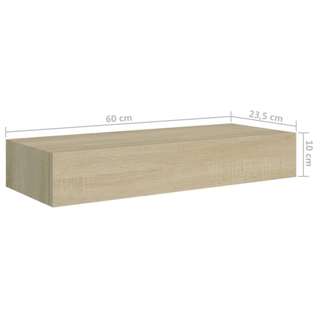 Vegghylle Brun Eik skuffehylle 60x23,5x10 cm MDF