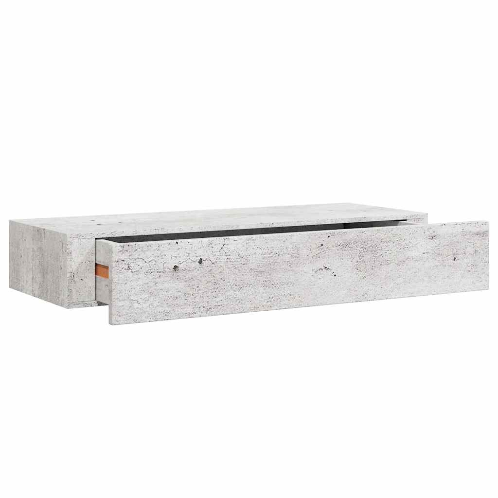 Vegghylle Betonggrå skuffehylle 60x23,5x10 cm MDF