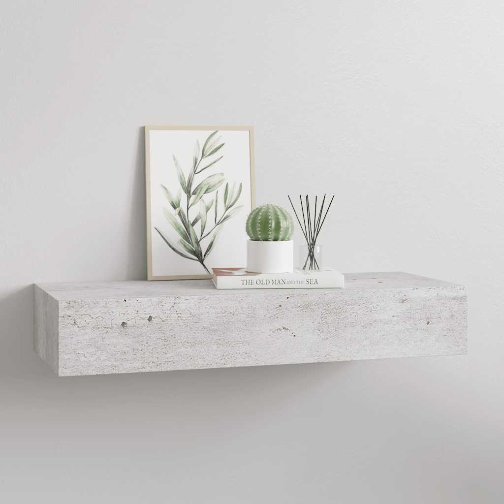 Vegghylle Betonggrå skuffehylle 60x23,5x10 cm MDF