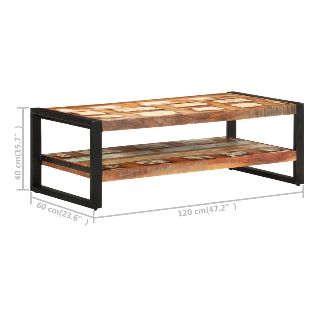 Salongbord Sofabord Tre Gjenvunnet Heltre 120x60x40 cm