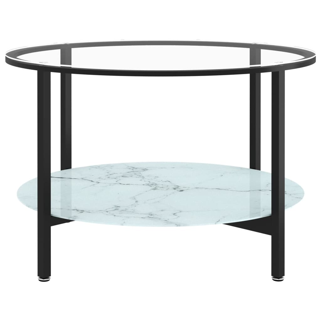 Salongbord Sofabord Svart og Hvit marmor 70 cm herdet glass