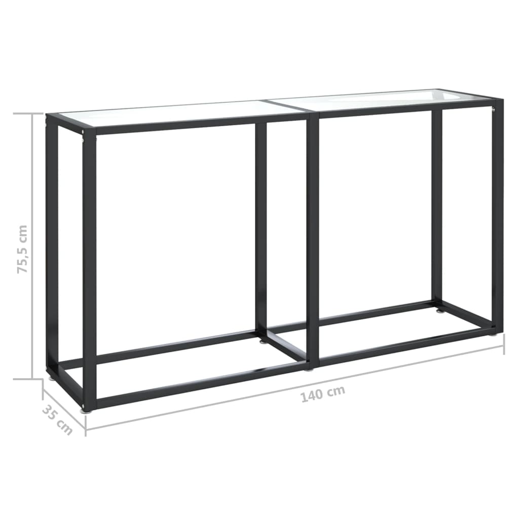 Avlastningsbord konsollbord DIV. gjennomsiktig 140x35x75,5 cm herdet glass