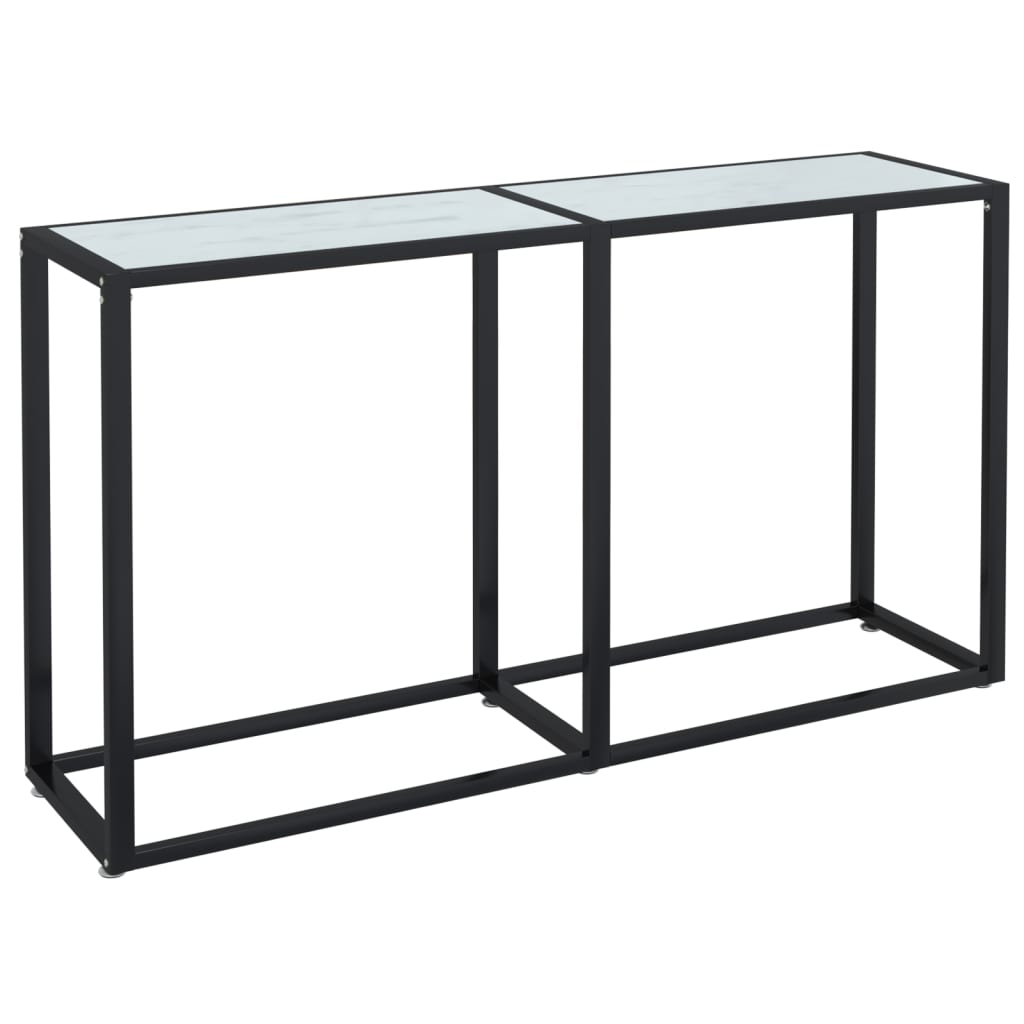 Avlastningsbord konsollbord DIV. Hvit marmor 140x35x75,5 cm herdet glass