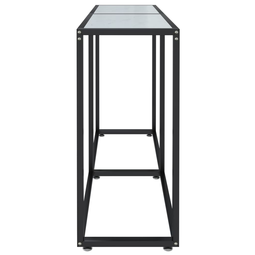 Avlastningsbord konsollbord DIV. Hvit marmor 140x35x75,5 cm herdet glass