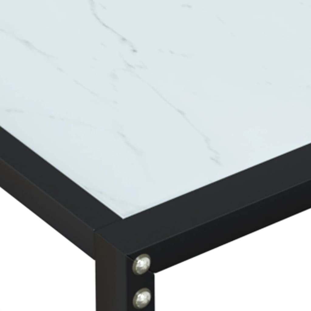 Avlastningsbord konsollbord DIV. Hvit marmor 140x35x75,5 cm herdet glass