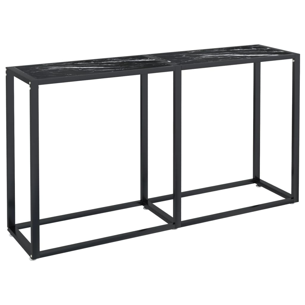 Avlastningsbord konsollbord DIV. Svart marmor 140x35x75,5 cm herdet glass