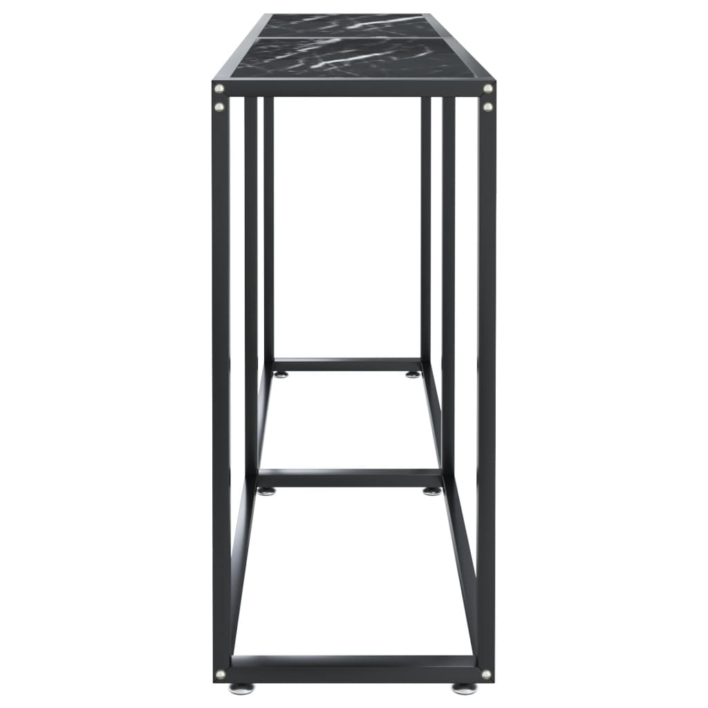 Avlastningsbord konsollbord DIV. Svart marmor 140x35x75,5 cm herdet glass