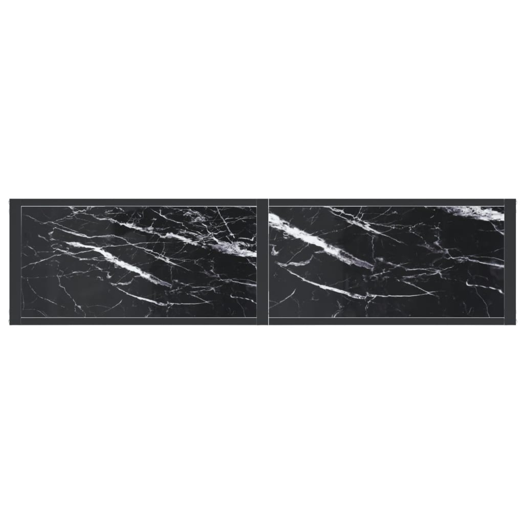 Avlastningsbord konsollbord DIV. Svart marmor 140x35x75,5 cm herdet glass