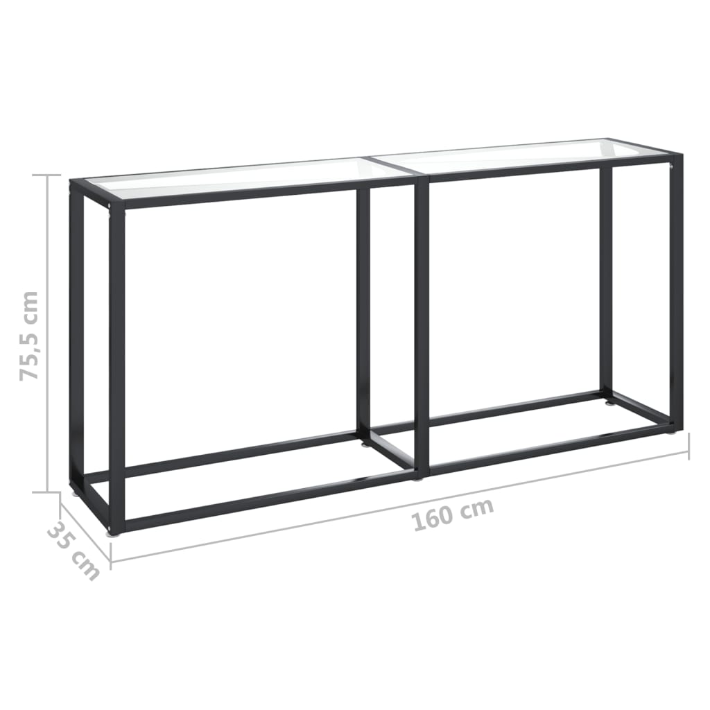 Avlastningsbord konsollbord DIV. gjennomsiktig 160x35x75,5 cm herdet glass