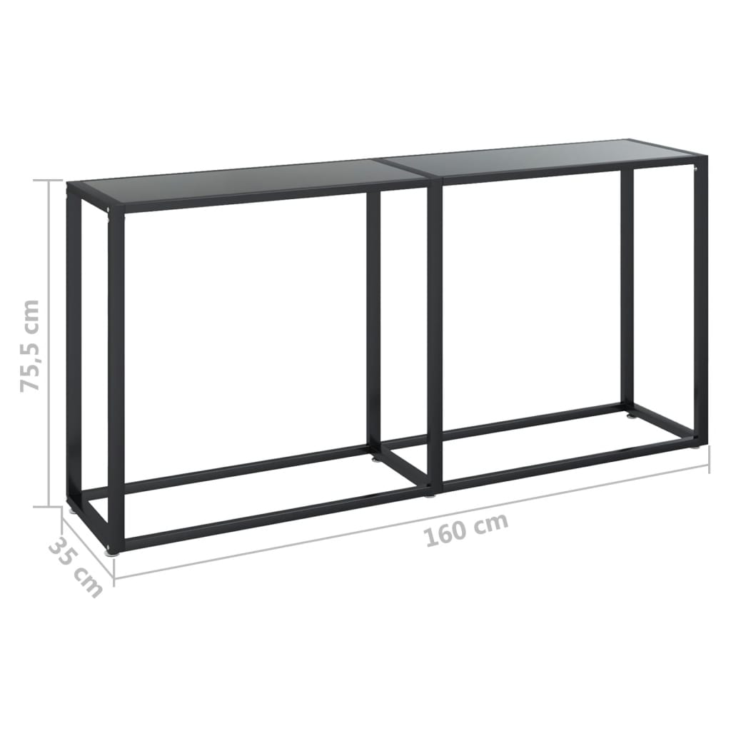 Avlastningsbord Konsollbord DIV.Svart 160x35x75,5 cm herdet glass