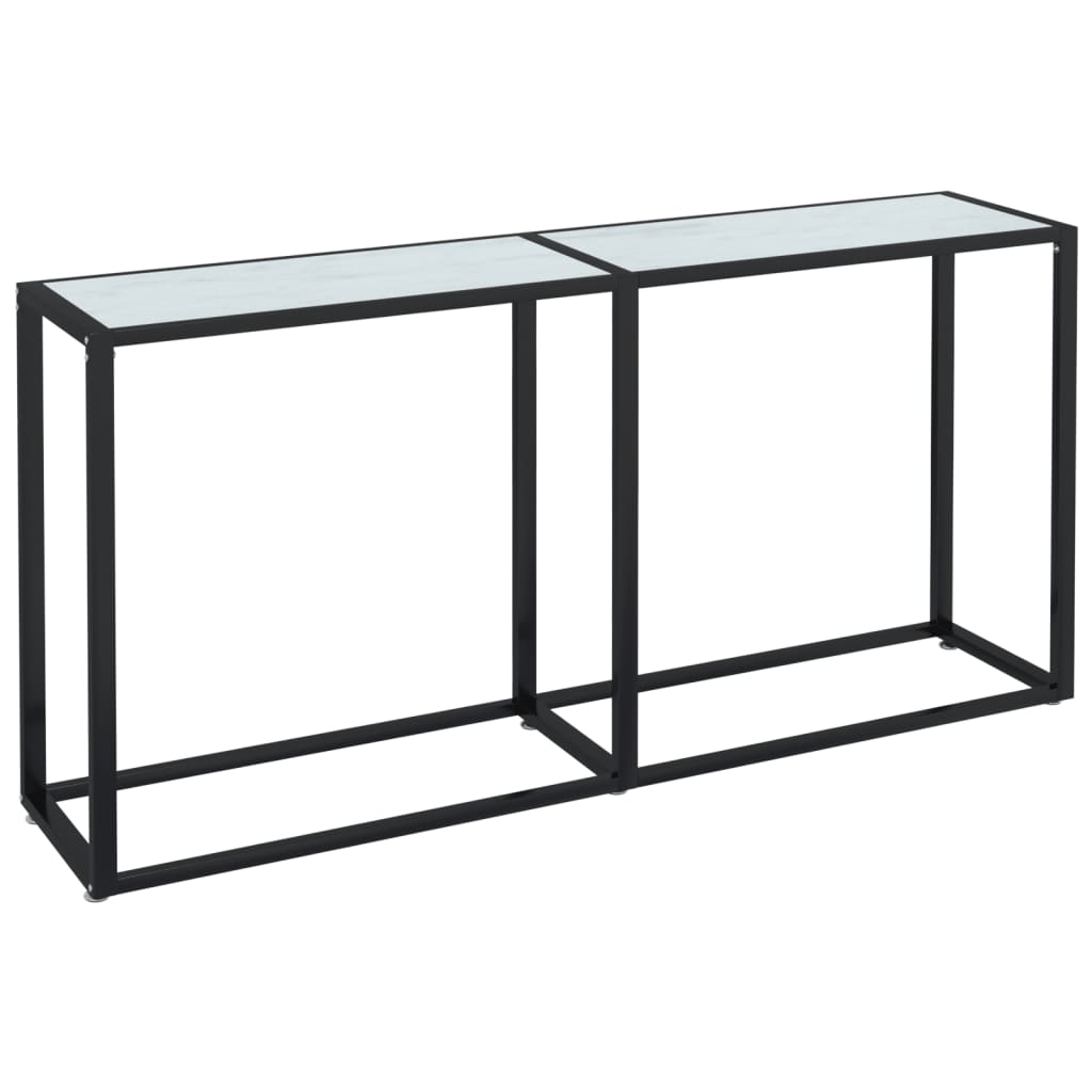 Avlastningsbord konsollbord DIV. Hvit marmor 160x35x75,5 cm herdet glass