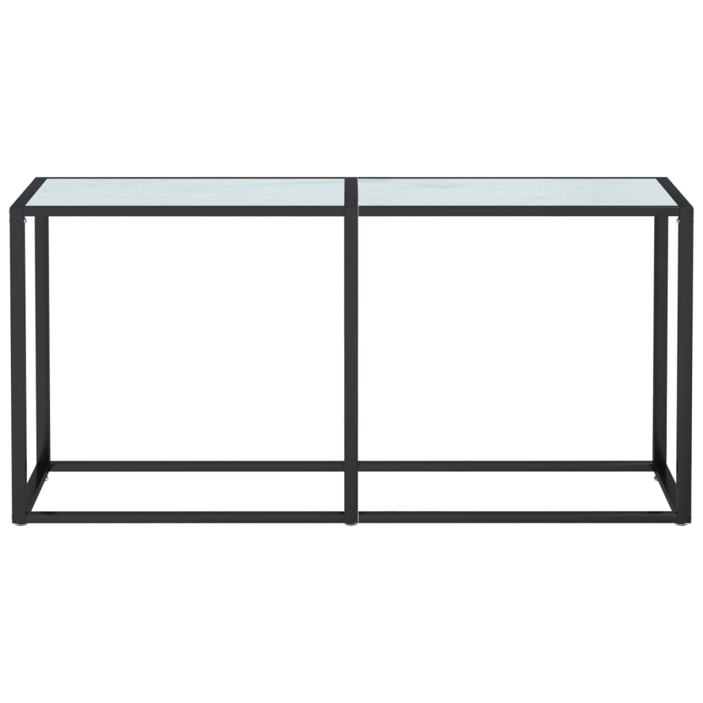 Avlastningsbord konsollbord DIV. Hvit marmor 160x35x75,5 cm herdet glass