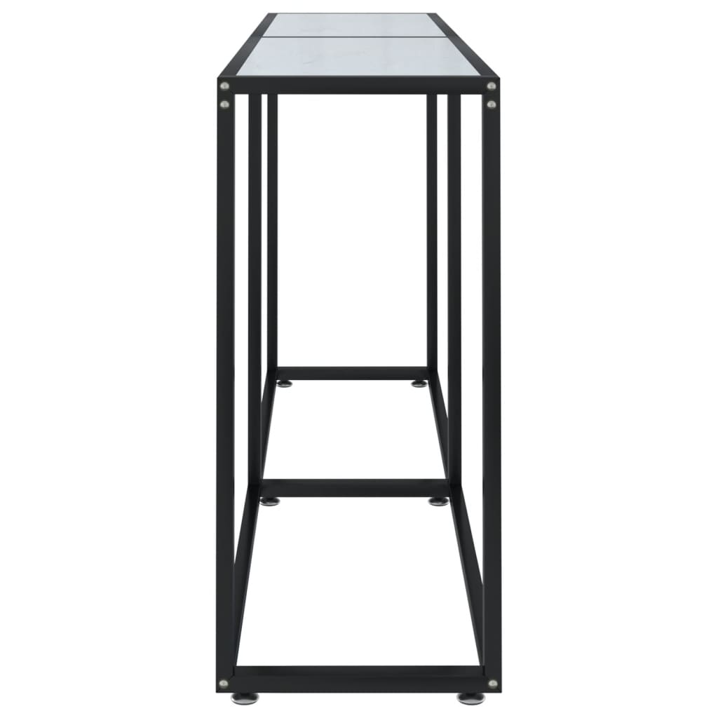 Avlastningsbord konsollbord DIV. Hvit marmor 160x35x75,5 cm herdet glass