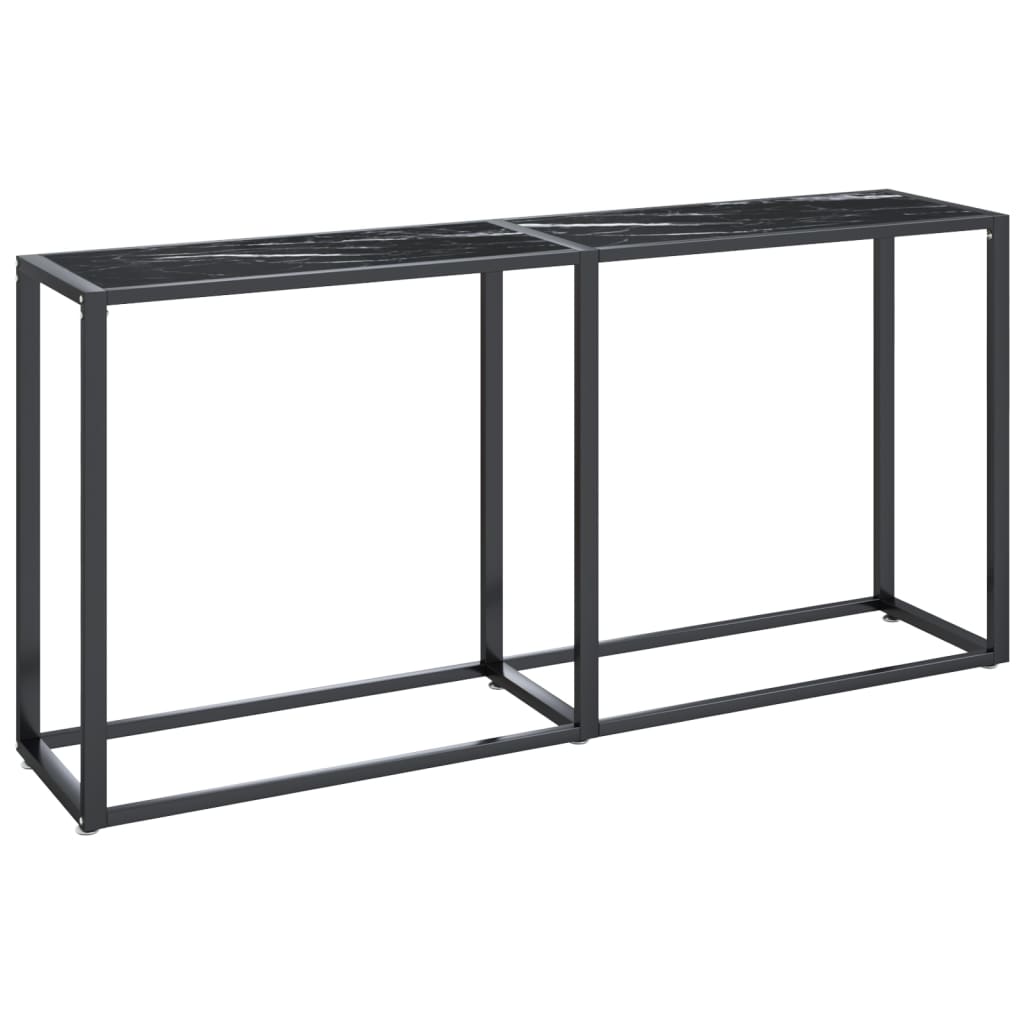Avlastningsbord konsollbord DIV. Svart marmor 160x35x75,5 cm herdet glass